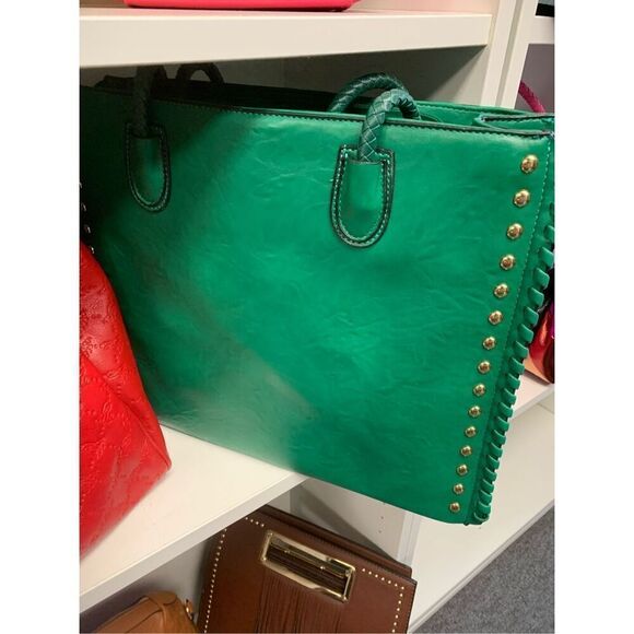 Hot Pink Studded Tote Handbag - Picture 2 of 7